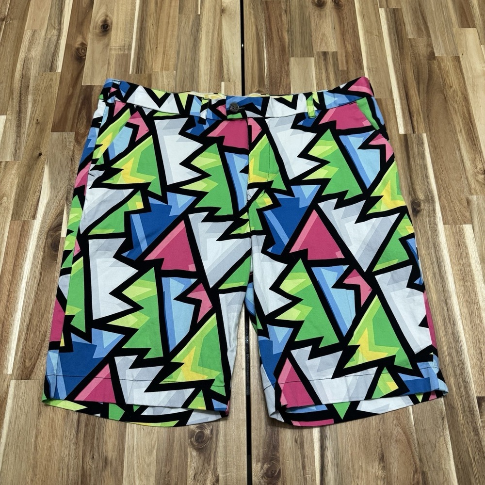 Loudmouth Golf Shorts Mens 38 Crystal Pattern Chino Colorful Loud 11" Inseam